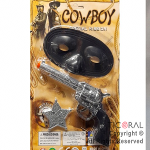 SET REVOLVER ANTIFAZ  Y PLACA DE VAQUERO x 1